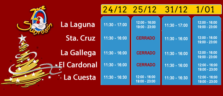 Horario de navidad